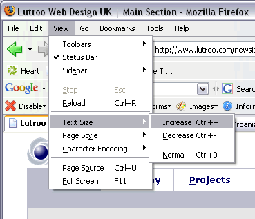 Increasing the text size in Mozilla